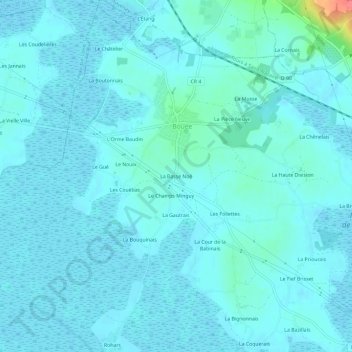 Topografische Karte La Basse Noë, Höhe, Relief