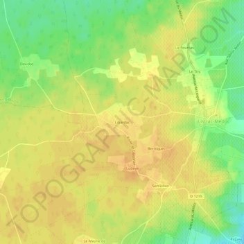 Topografische Karte Libardac, Höhe, Relief