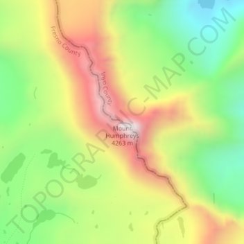 Topografische Karte Mount Humphreys, Höhe, Relief