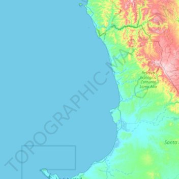 Topografische Karte Islote El Pelado, Höhe, Relief