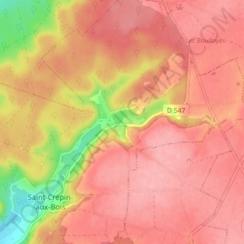 Topografische Karte Offémont, Höhe, Relief