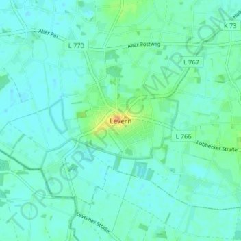 Topografische Karte Levern, Höhe, Relief