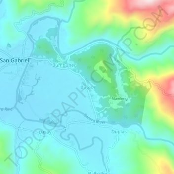 Topografische Karte Bucao, Höhe, Relief
