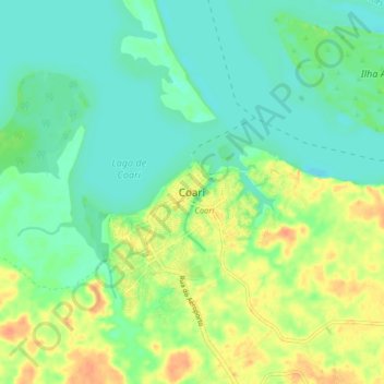 Topografische Karte Coari, Höhe, Relief