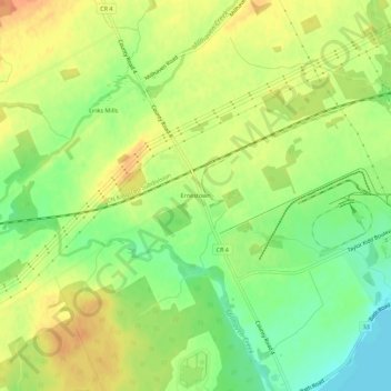 Topografische Karte Ernestown, Höhe, Relief