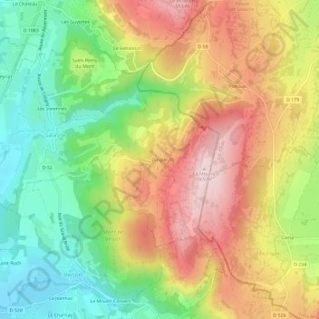 Topografische Karte Dingier, Höhe, Relief
