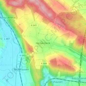 Topografische Karte Heckenbeck, Höhe, Relief
