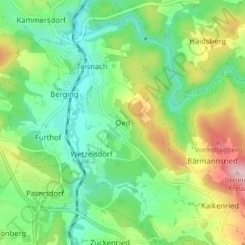 Topografische Karte Oed, Höhe, Relief