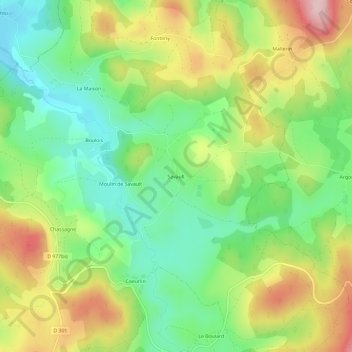 Topografische Karte Savault, Höhe, Relief