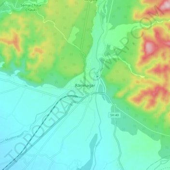 Topografische Karte Rāmnagar, Höhe, Relief