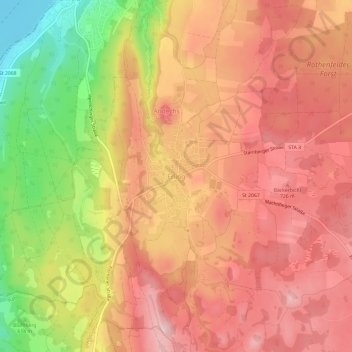 Topografische Karte Erling, Höhe, Relief