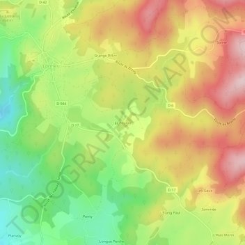 Topografische Karte Le Foulon, Höhe, Relief