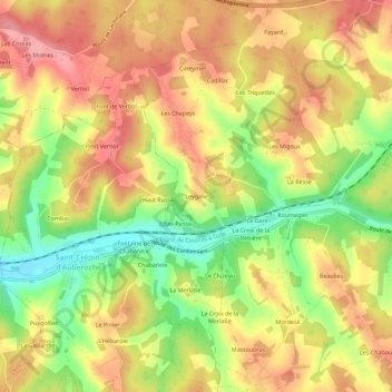 Topografische Karte Leygalie, Höhe, Relief