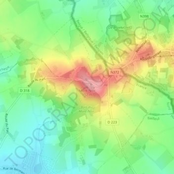 Topografische Karte Mont Noir, Höhe, Relief