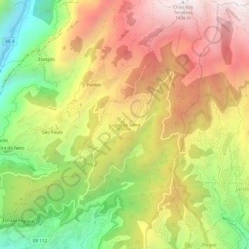 Topografische Karte Lugar da Serra, Höhe, Relief