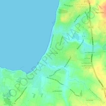 Topografische Karte Tharon Plage, Höhe, Relief