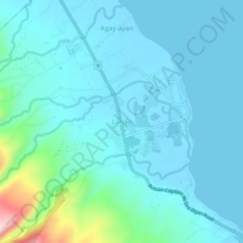 Topografische Karte Lunao, Höhe, Relief