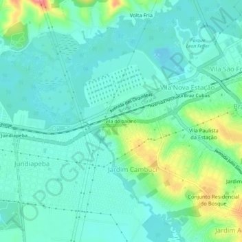 Topografische Karte vila do baiano, Höhe, Relief