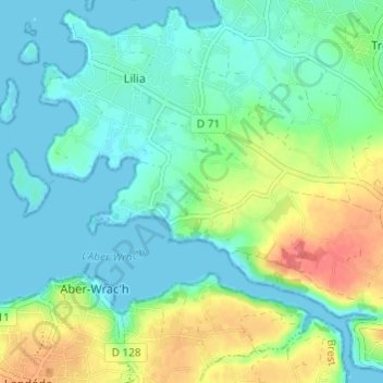 Topografische Karte Kernevez Perroz, Höhe, Relief