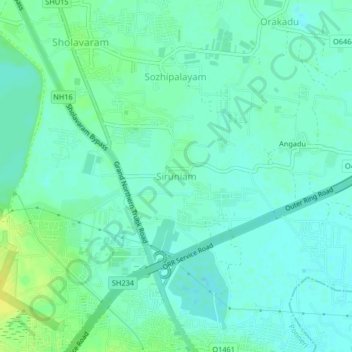 Topografische Karte Siruniam, Höhe, Relief