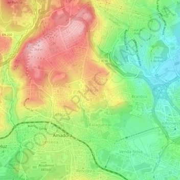 Topografische Karte São Brás, Höhe, Relief