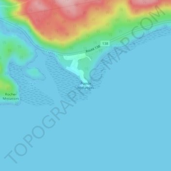 Topografische Karte Pointe Mistassini, Höhe, Relief