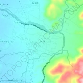 Topografische Karte Tay-ac, Höhe, Relief