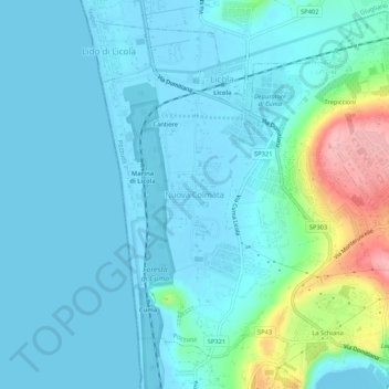 Topografische Karte Nuova Colmata, Höhe, Relief