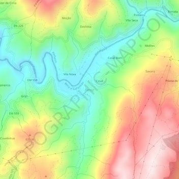 Topografische Karte Reriz, Höhe, Relief