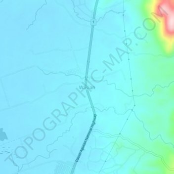 Topografische Karte Wasian, Höhe, Relief