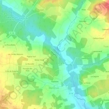 Topografische Karte Vinet, Höhe, Relief