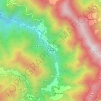 Topografische Karte Kainchi, Höhe, Relief