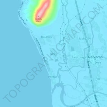 Topografische Karte Turod, Höhe, Relief