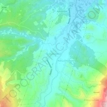 Topografische Karte Piskokefalo, Höhe, Relief