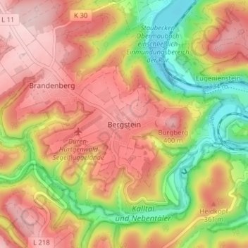 Topografische Karte Bergstein, Höhe, Relief