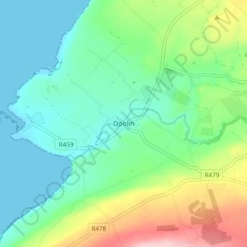 Topografische Karte Doolin, Höhe, Relief