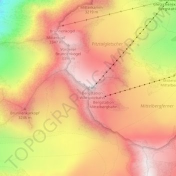 Topografische Karte Hinterer Brunnenkogel, Höhe, Relief