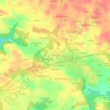 Topografische Karte Kerlavarec, Höhe, Relief