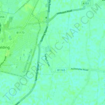 Topografische Karte Low Fulney Estate, Höhe, Relief