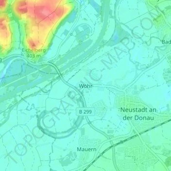 Topografische Karte Wöhr, Höhe, Relief