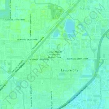 Topografische Karte Leisure Mobile Home Park-Modello Park, Höhe, Relief