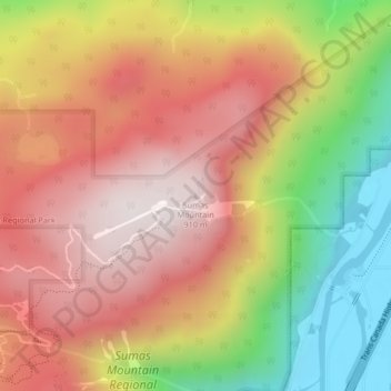 Topografische Karte Sumas Mountain, Höhe, Relief