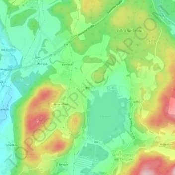 Topografische Karte Töplach, Höhe, Relief