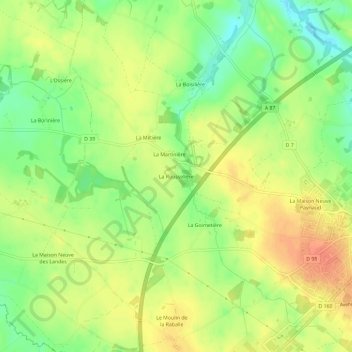 Topografische Karte La Rousselière, Höhe, Relief