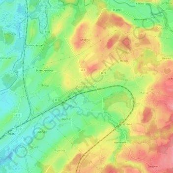 Topografische Karte Wohmbrechts, Höhe, Relief