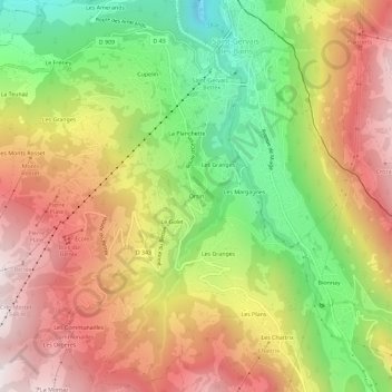 Topografische Karte Orsin, Höhe, Relief