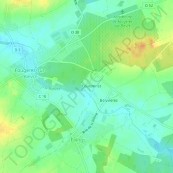 Topografische Karte Coulomme, Höhe, Relief