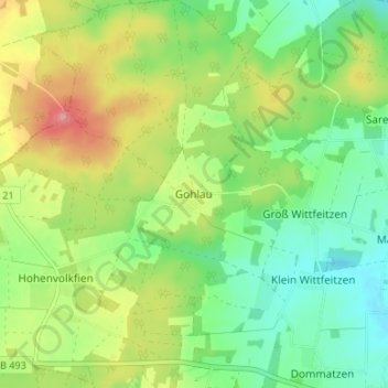 Topografische Karte Gohlau, Höhe, Relief