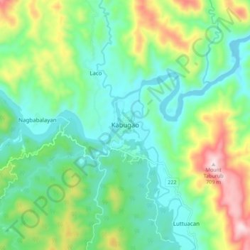 Topografische Karte Kabugao, Höhe, Relief