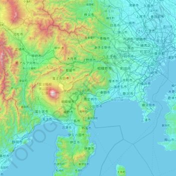 Topografische Karte Ashigarakami County, Höhe, Relief